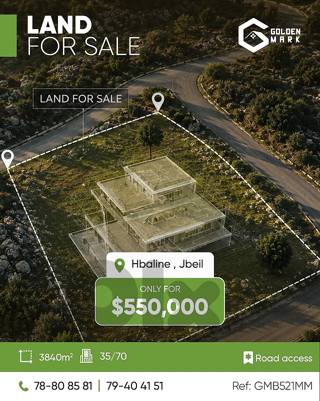 GMB521MM - Land For Sale In Hbaline  - أرض للبيع في حبالين