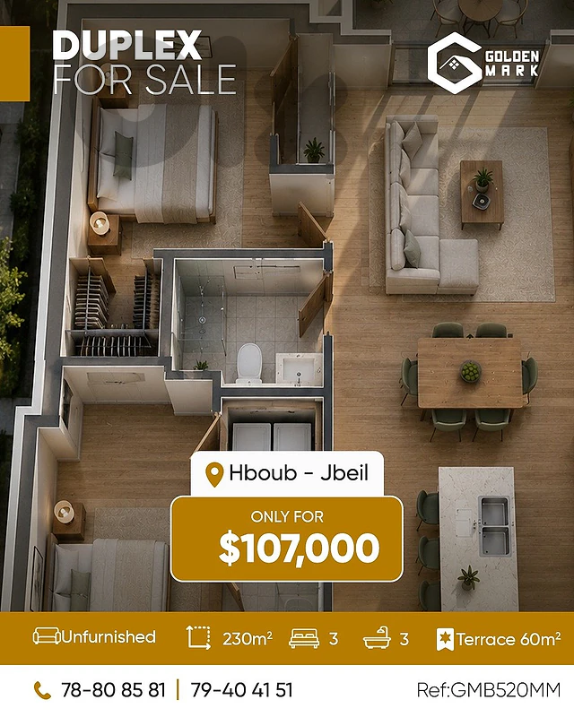 GMB520MM -  Duplex For Sale In Hboub  - دوبلكس للبيع في حبوب