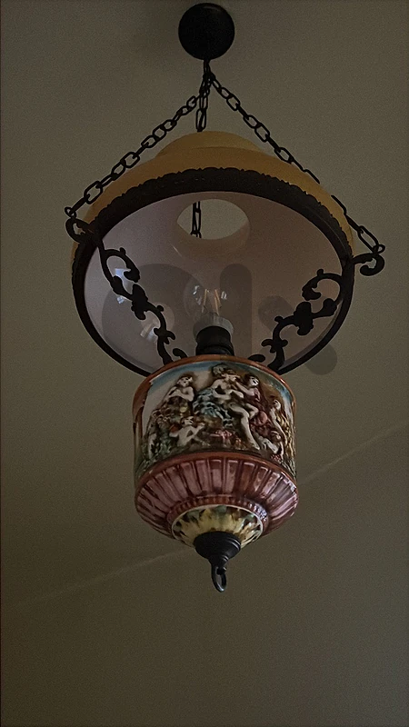 Vintage Porcelain & Glass Chandelier ثريا أنتيك