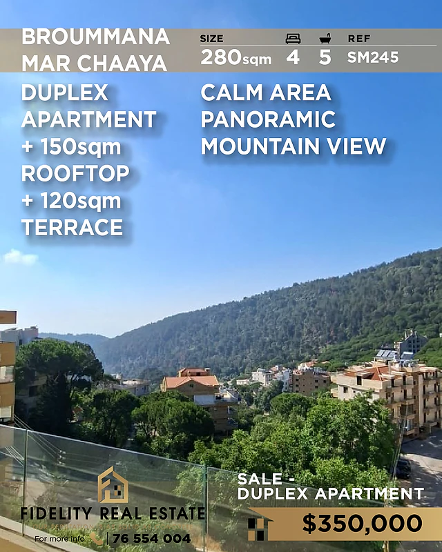 Apartment duplex for sale in Mar Chaaya SM245 شقة  للبيع في مار شعيا