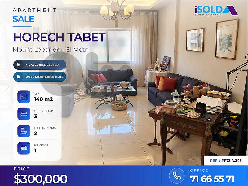 A 140 m2 apartment for sale in Horech tabet