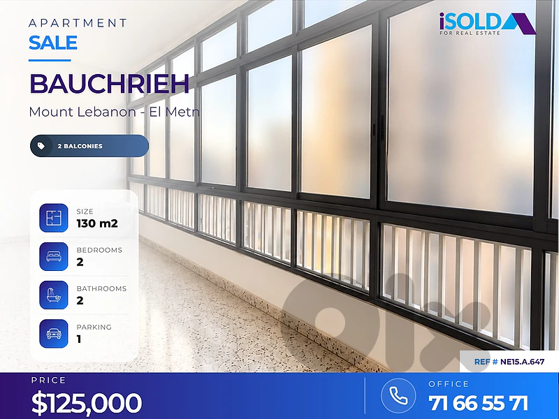 A 130 m2 apartment for sale in Bauchrieh