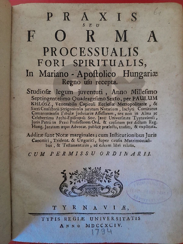 Rare 1794 manual and legal guide for ecclesiastical (spiritual court)