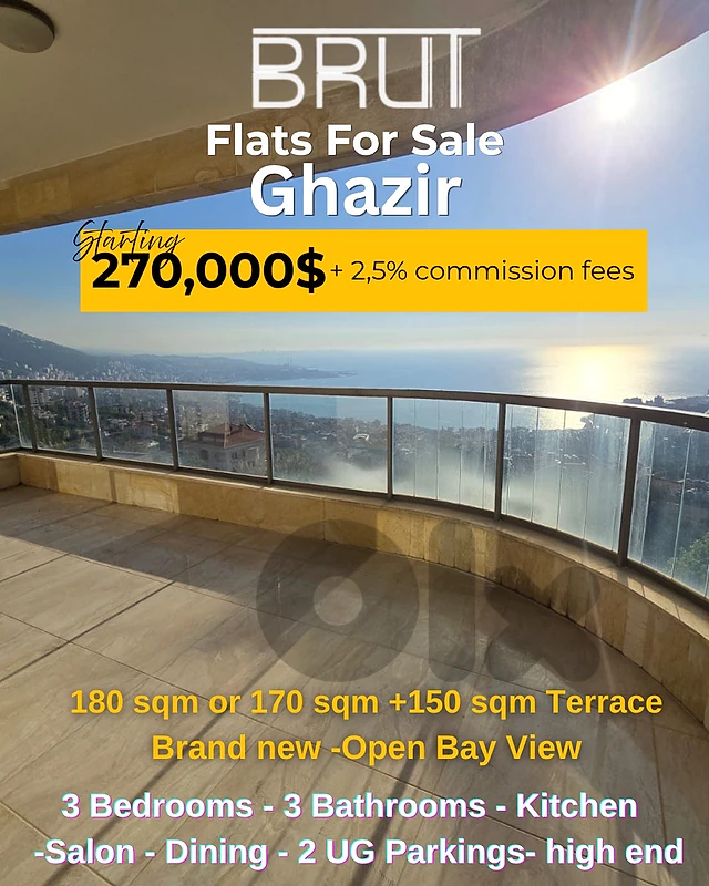Open Panoramic Sea View Apartments for salenin Ghazir -1500$/sqm