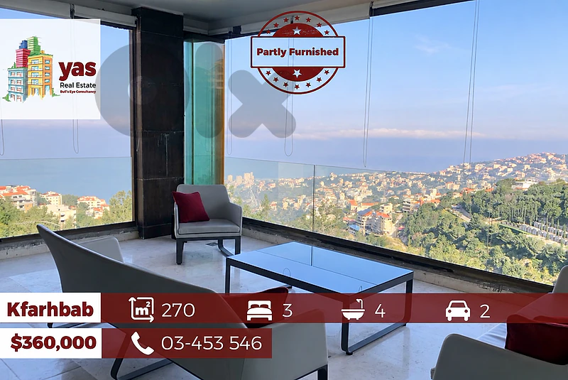 Kfarhbab 270m2 | Super Luxury | Panoramic View | Partly Furnished | YV