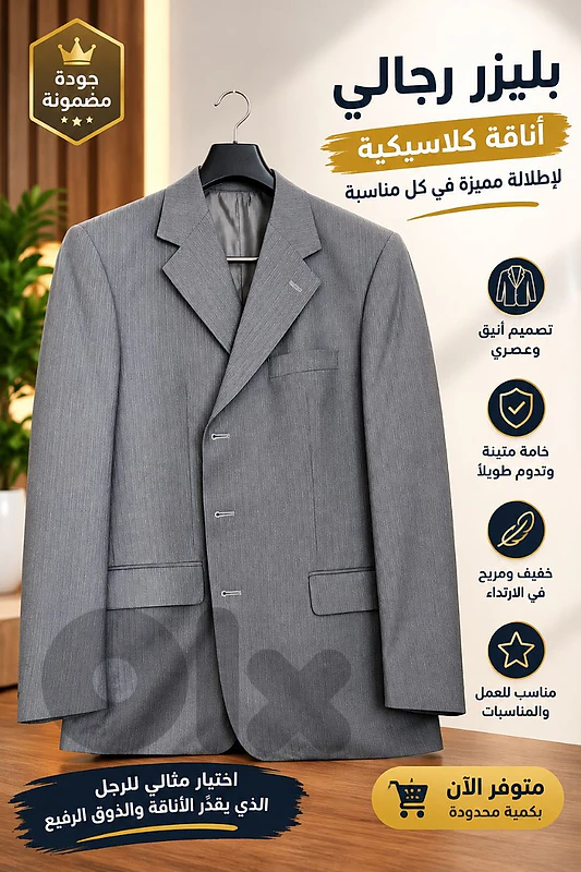 جاكيت رجالي صيفية لون رمادي