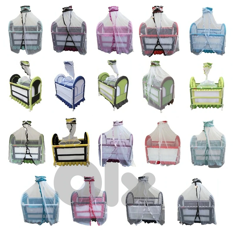 Baby Bed with Cradle and Mosquito Net - سرير أطفال مع مهد وناموسية