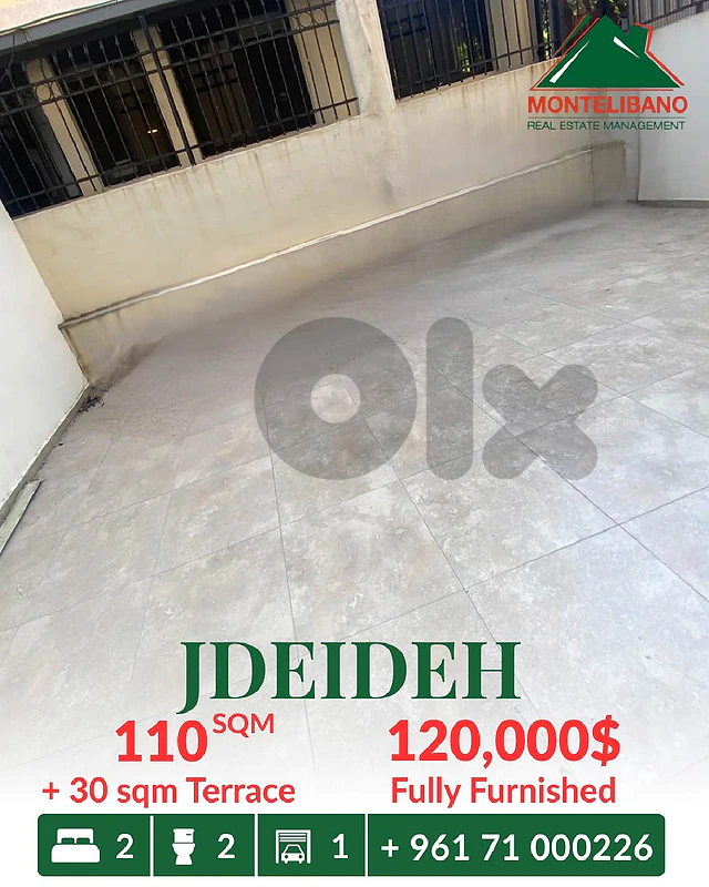 110 sqm Apartment For Sale in Jdeideh جديدة with 30 sqm Terrace