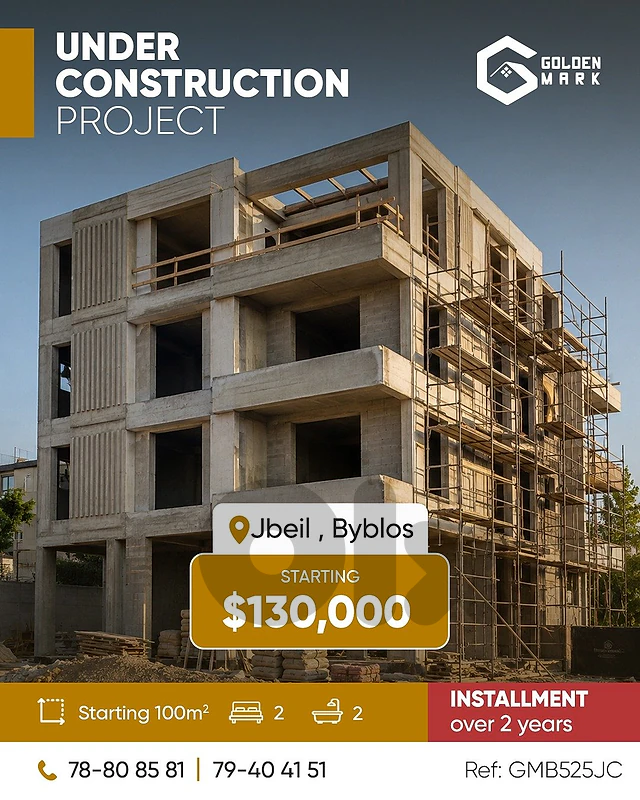 GM525JC- Under Construction Project For Sale In Jbeil - مشروع للبيع GM525JC- Under Construction Project For Sale In Jbeil - مشروع للبيع