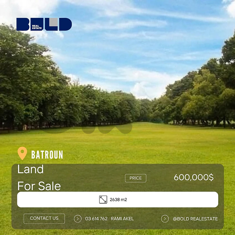 RAO26-5414 Land for Sale in Batroun | 2,638 sqm | Below Market Value