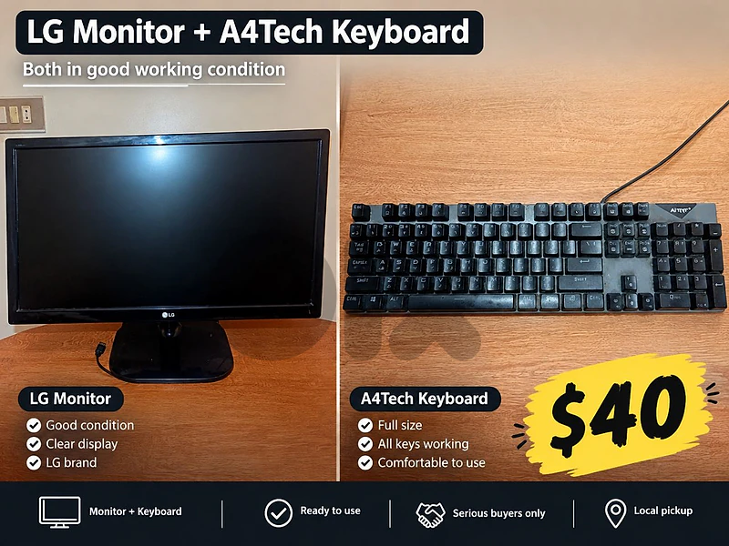 PC screen, keyboard