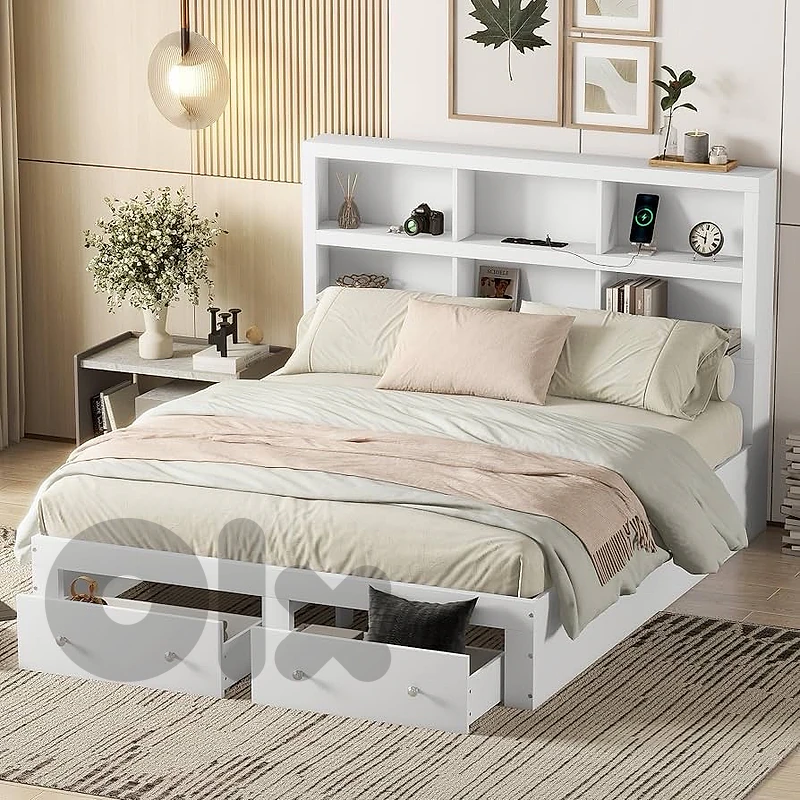 Ctastay Double Bed Wooden Bed 160 x200