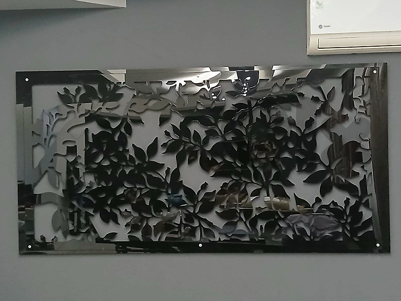 Modern wall Art - Panel with Laser-cut botanical leaves pattern