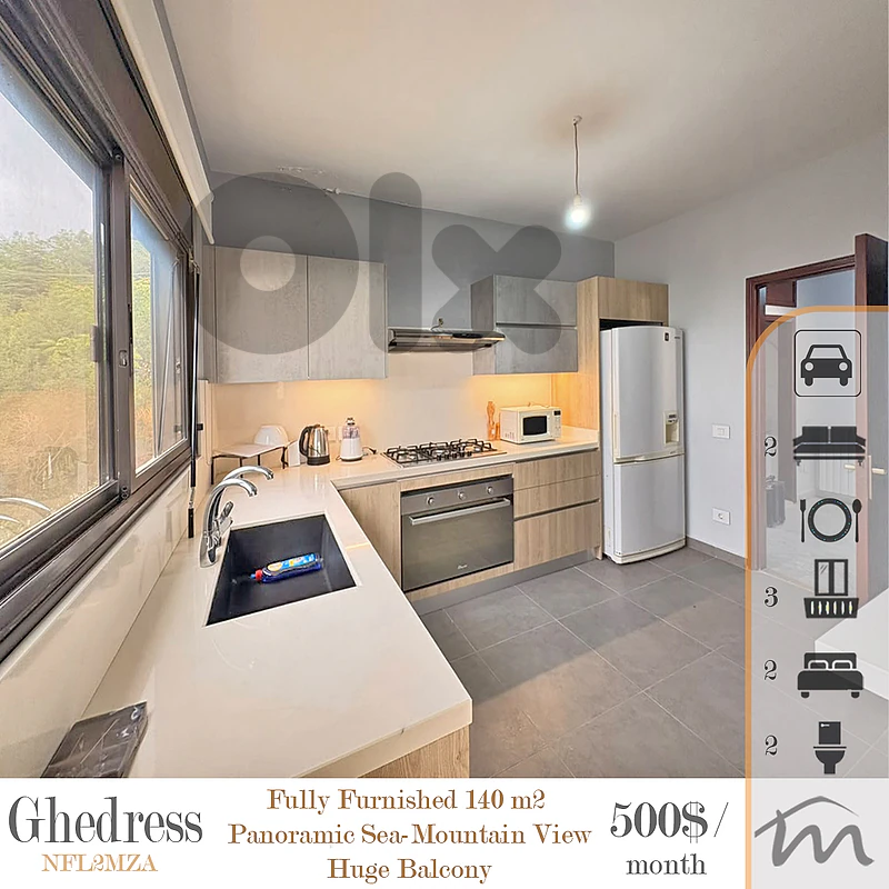 Ghedress | Fully Furnished 140m² | Huge Balcony | Panoramic Sea View