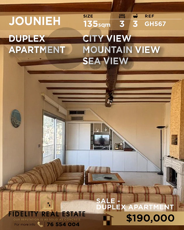 Apartment duplex sale Jounieh GH567 شقة دوبلكس للبيع في جونيه