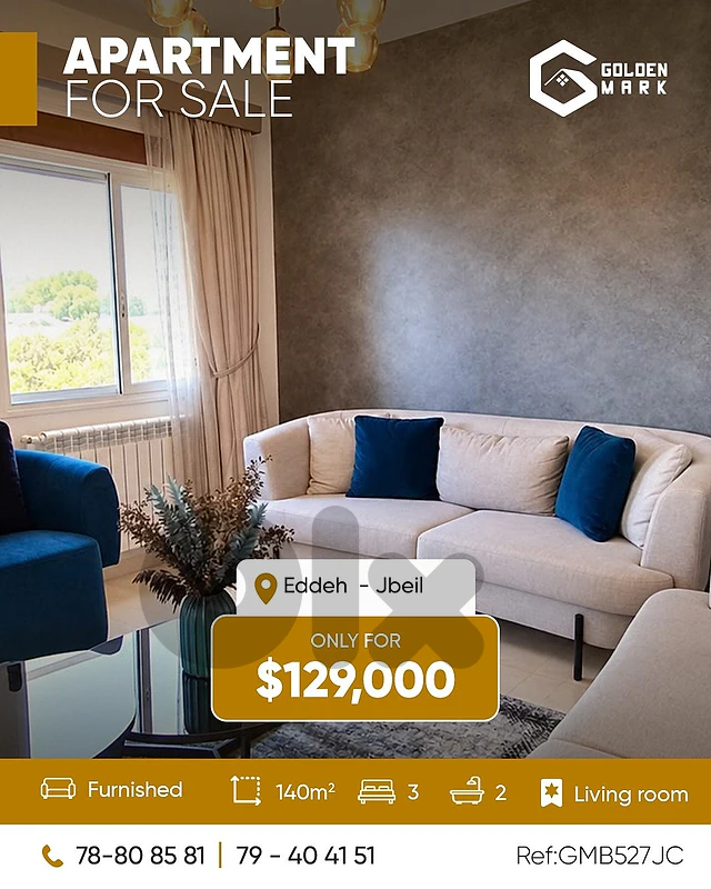 GM527JC- Apartment for sale in Eddeh Jbeil - شقة للبيع في إده - جبيل GM527JC- Apartment for sale in Eddeh Jbeil - شقة للبيع في إده - جبيل