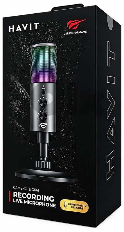 Havit GK61 RGB Desktop Microphone - USB Streaming & Gaming Mic