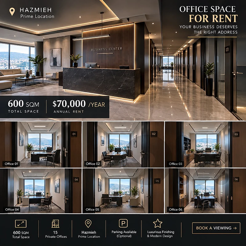 🏢 OFFICE SPACE FOR RENT | HAZMIEH