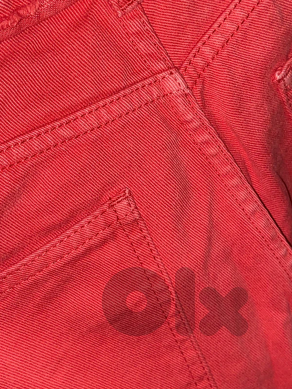 Red denim jeans