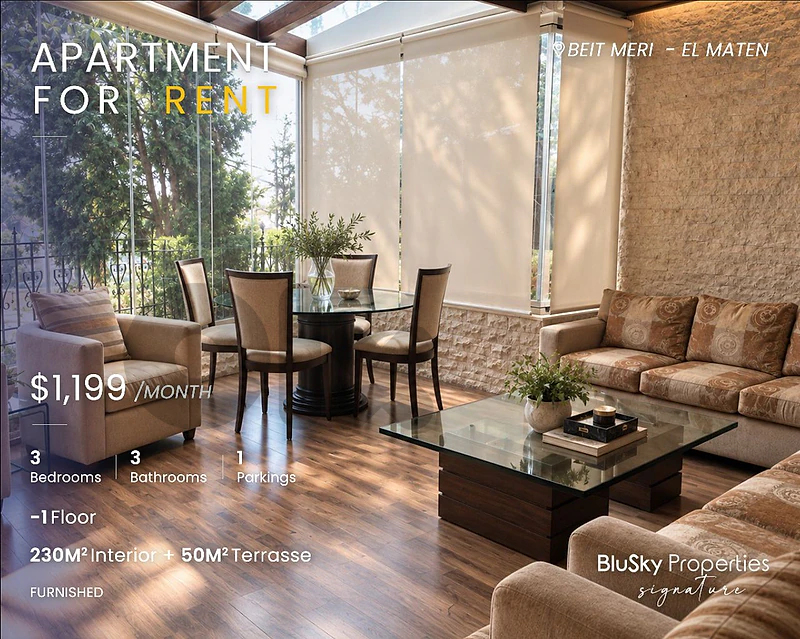 Apartment with Terrace For RENT In Beit Meri شقة للإيجار #GS