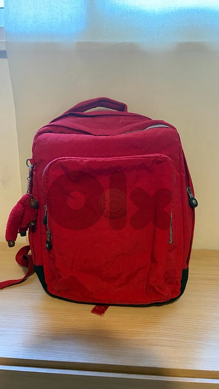 Original Kipling Red Backpack with Monkey Keychain