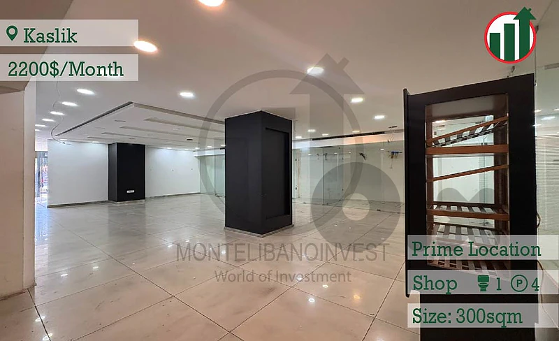 Very Prime Location Shop for Rent in Kaslik !!