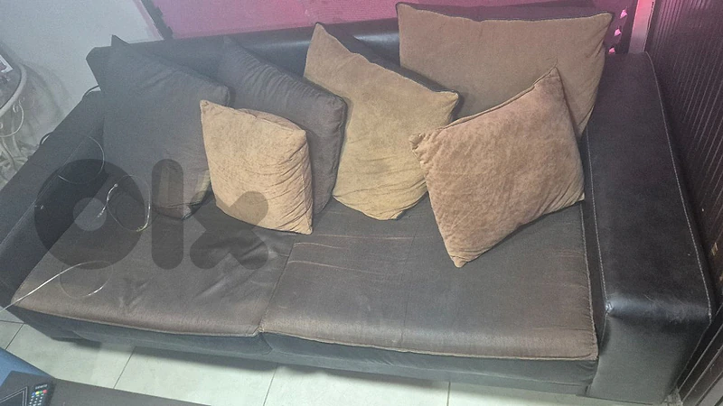 Brown Leather Modular Sofa Set