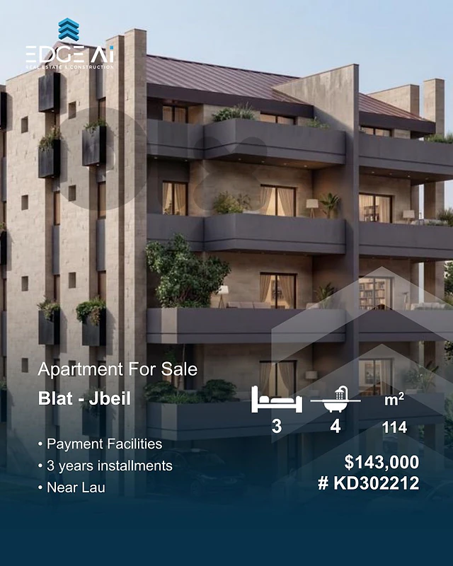 Apartment For Sale under construction| Blat – Jbeil

Ref: #KD302212
