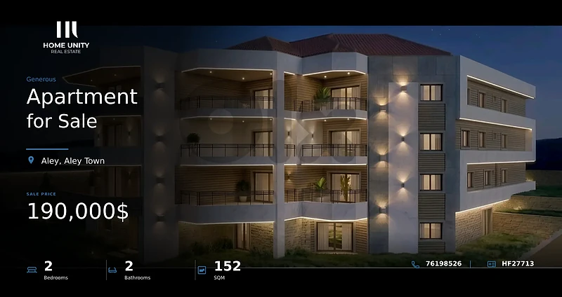 2-bedrooms Apartment for Sale , located in Aley Town 2-bedrooms Apartment for Sale , located in Aley Town