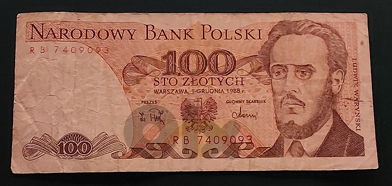 Poland 100 Zlotych 1988 old banknote