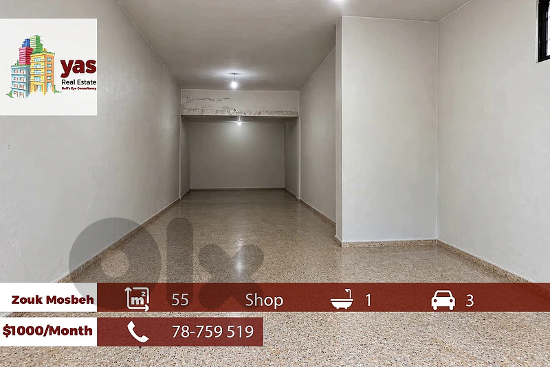 Zouk Mosbeh 55m2 | Shop|Rent | Active Street | Ideal Investment |RH/EH
