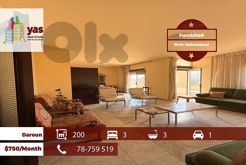 Daroun 200m2 | Furnished Flat | Good Conditon | Catch | Rent | DA