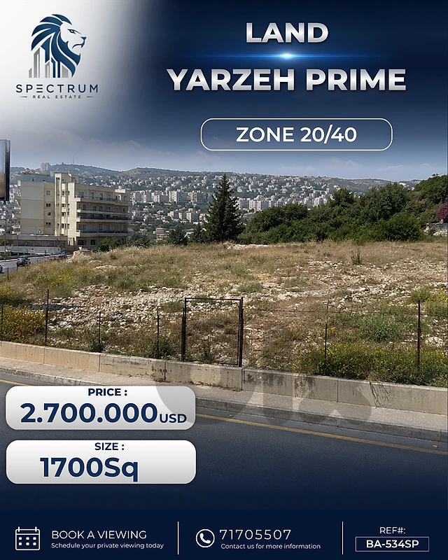 LAND | VILLA YARZEH | ZONE 20/40 | 1700Sq, (BA-534) SP