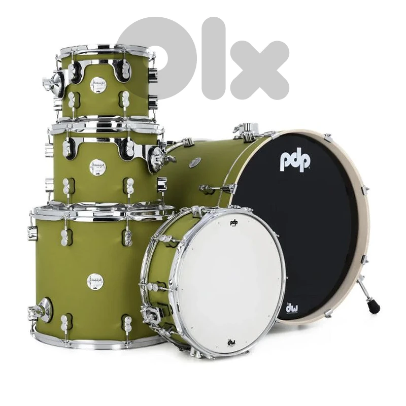 PDP Concept Maple 5-Piece Shell Pack 22", Satin Olive, Chrome Hardware