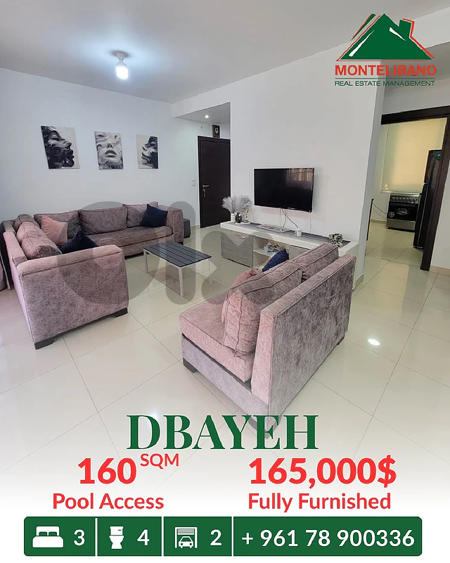 160 sqm Apartment For Sale in Dbayeh ضبية with Pool Access 160 sqm Apartment For Sale in Dbayeh ضبية with Pool Access