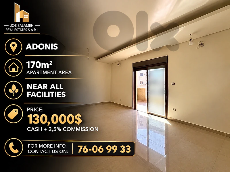 Apartment for sale in Adonis 170m2 catch 130,000$cash