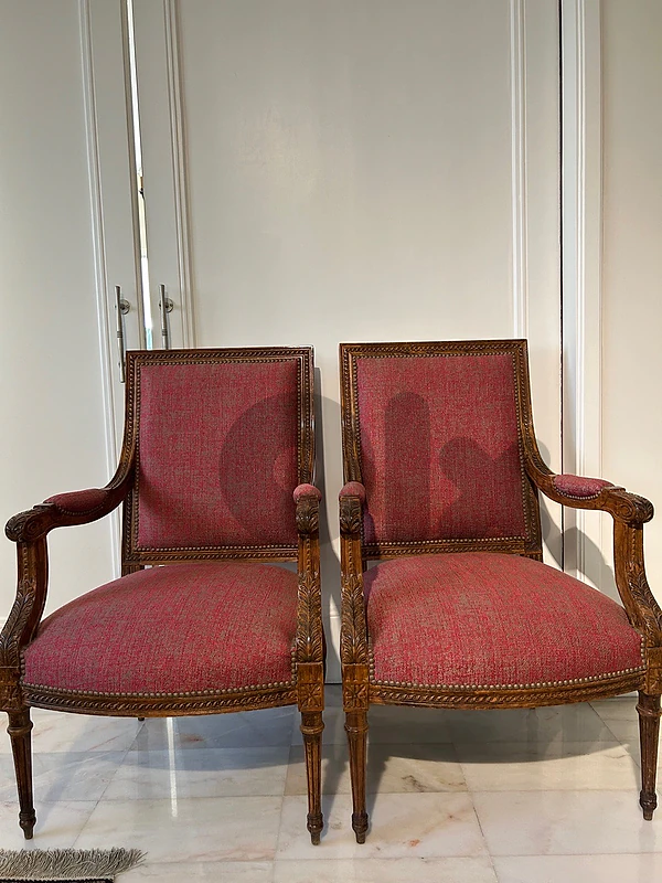 Pair of Antique Louis XVI Style Armchairs /
