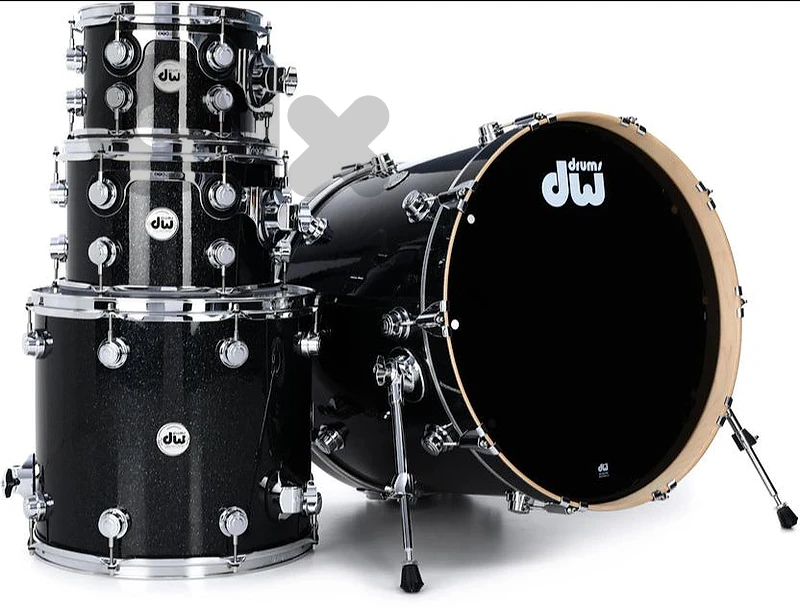 DW Collector's Series Maple Black Ice Finish 5pcs. Shell Drum Set