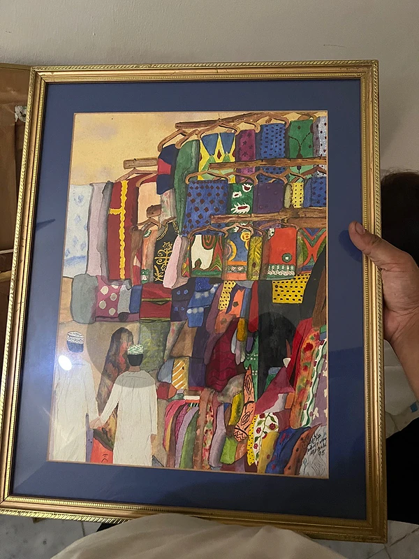 لوحة تابلو رسم painture يدوي عربية ممضية اصلي مميزة جداا الوان روعة