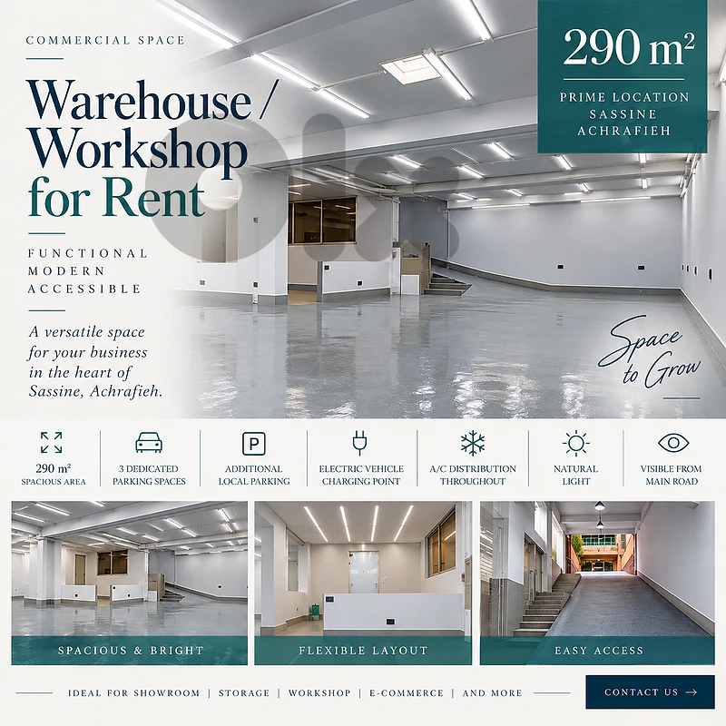 Newly Furnished 290 m² Warehouse / Commercial Space – Heart of Sassine