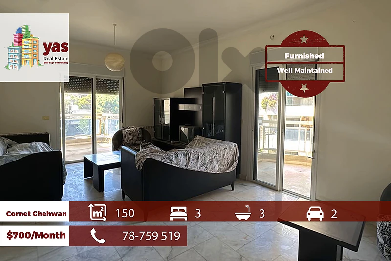 Cornet Chehwan 150m2  |Furnished | Rent | Prime Location | Catch  |RMK