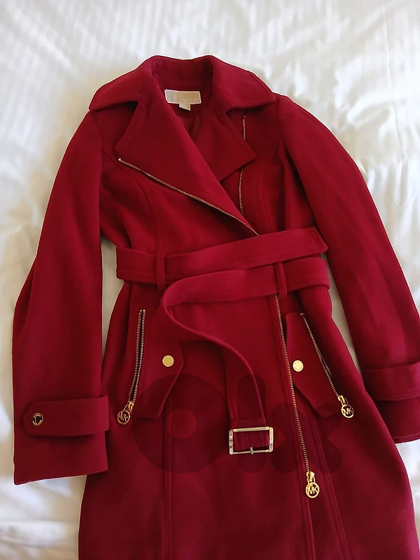 Authentic Michael Kors Asymmetric Belted Wrap Coat