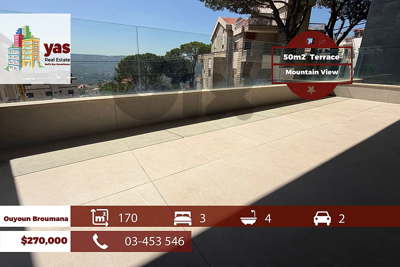 Ouyoun Broumana 170m2 | 50m2 Terrace| Brand New|Astonishing View | TCH