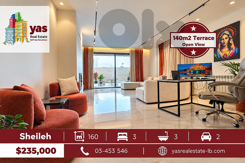 Sheileh 160m2 | 140m2 Terrace | Open View | Quiet Street | TO