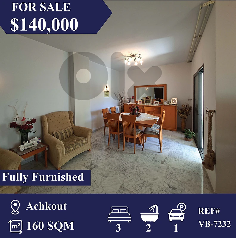vb7232 Apartment for sale in Aachqout شقة للبيع في عشقوت