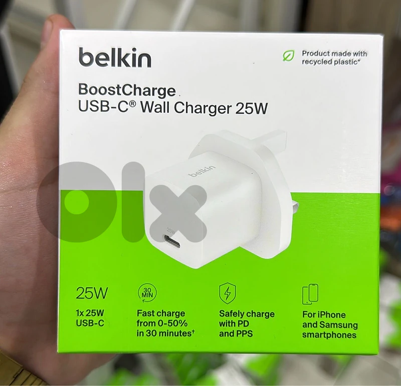 Belkin Boostcharge Usb-c wall charger 25w 3pin white