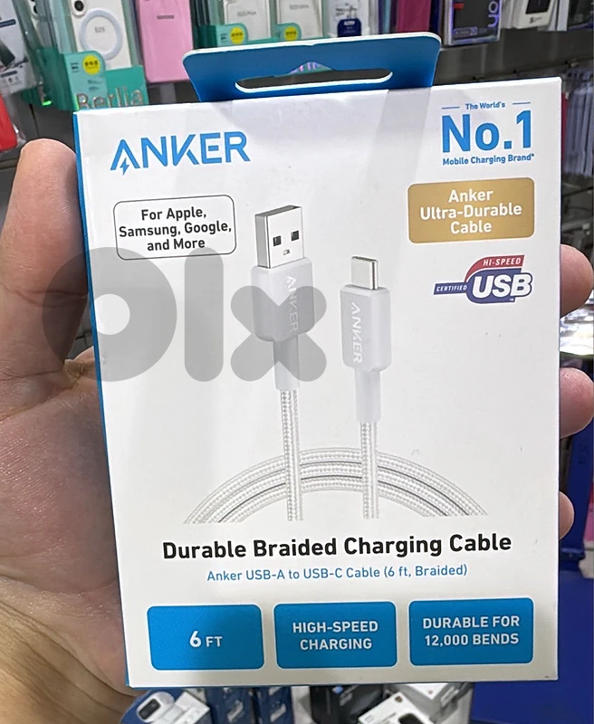 Anker 322 usb-a to usb-c cable (1.8m , 6ft braided) white