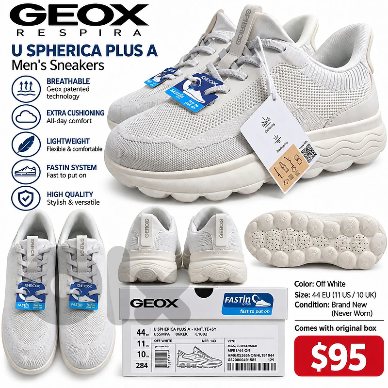 GEOX U Spherica Plus A – Never Worn -Off White Size: EU 44 / US 11