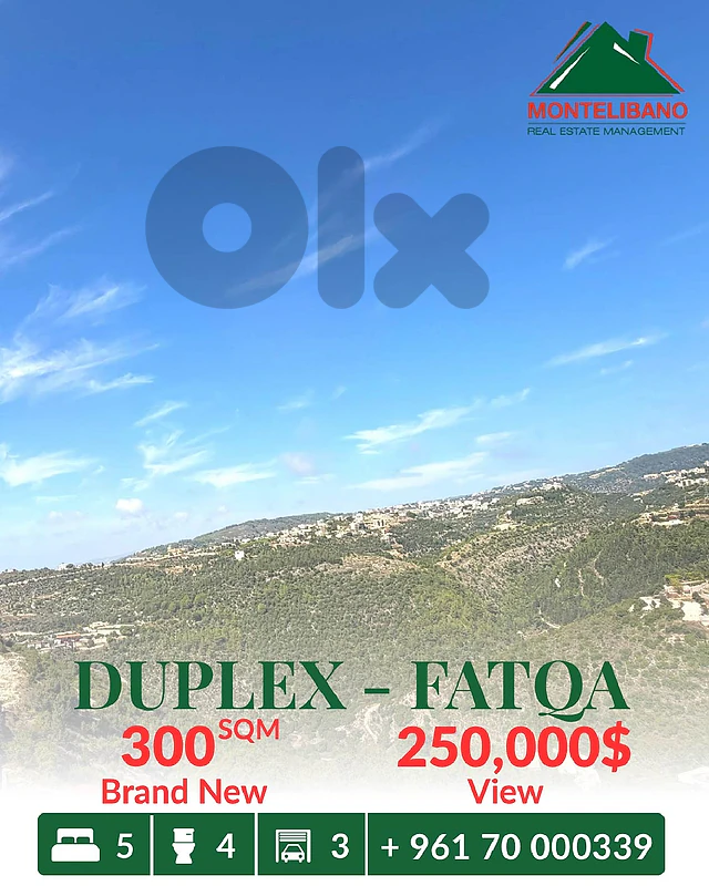 Brand New 300 sqm Duplex For Sale in Fatqa فتقا