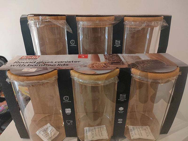 Glass Container with wood cover 6 pcs